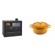 Set Küchenofen / Küchenhexe Wasserführend Prity GT W10, mit Edelstahl-Backofen, Stahlhobel und Schublade, 13.3 kW + Gusseisen Topf Tiefer Solagio, Dijon, Ф20 | Kaminofen - Holzofen mit Backfach | Kaminofen |