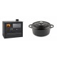 Set Küchenofen / Küchenhexe Wasserführend Prity GT W10, mit Edelstahl-Backofen, Stahlhobel und Schublade, 13.3 kW + Gusseisen Topf Tiefer Solagio, Black Onyx, Ф24 | Kaminofen - Holzofen mit Backfach | Kaminofen |