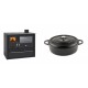 Set Küchenofen / Küchenhexe Wasserführend Prity GT W10, mit Edelstahl-Backofen, Stahlhobel und Schublade, 13.3 kW + Gusseisen Topf Flach Solagio, Black Onyx, Ф26 | Kaminofen - Holzofen mit Backfach | Kaminofen |
