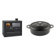Set Küchenofen / Küchenhexe Wasserführend Prity GT W10, mit Edelstahl-Backofen, Stahlhobel und Schublade, 13.3 kW + Gusseisen Topf Flach Solagio, Black Onyx, Ф28 | Kaminofen - Holzofen mit Backfach | Kaminofen |