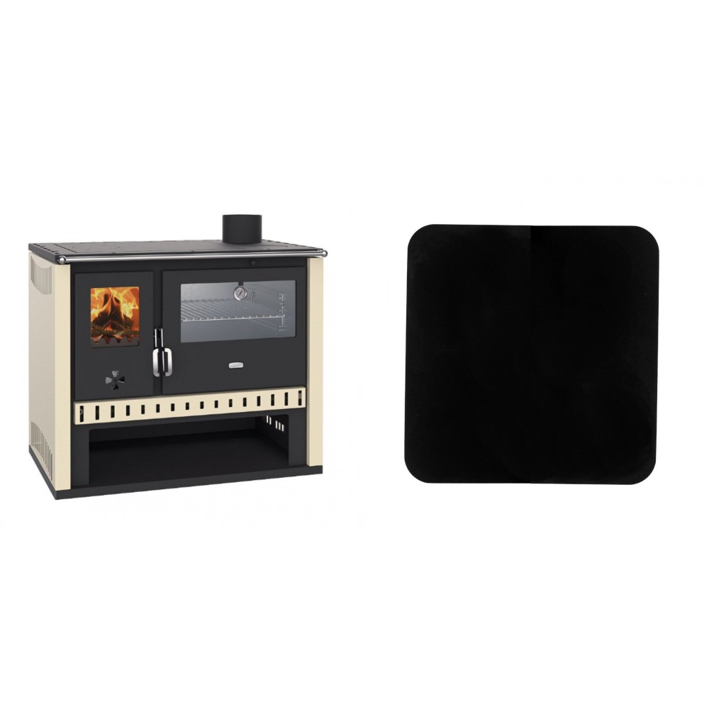 Set Küchenofen / Küchenhexe Prity GT, mit Edelstahlbackofen, Leistung 15 kW + Funkenschutzplatte Stahl 2mm, Größe 98x98cm