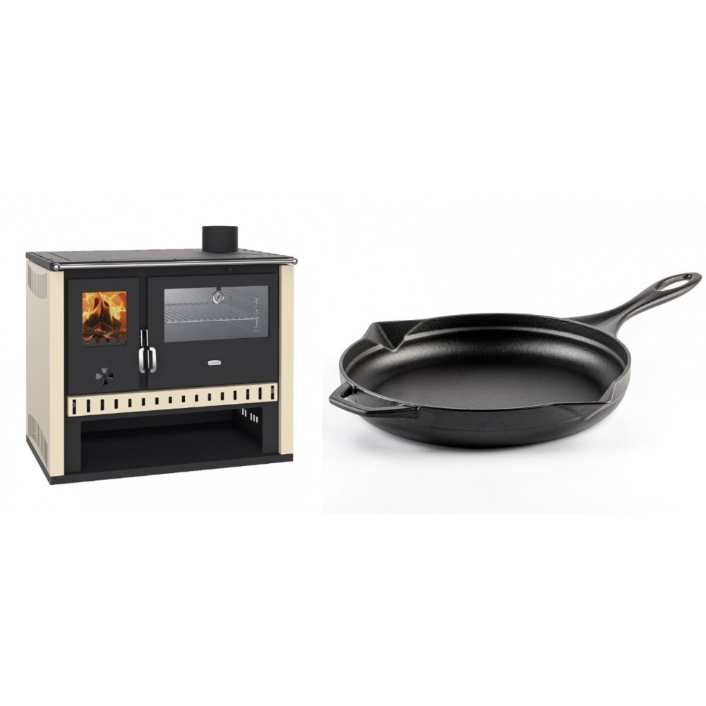 Set Küchenofen / Küchenhexe Prity GT, mit Edelstahlbackofen, Leistung 15 kW + Emaillierte Gusseisenpfanne Solagio, Black Onyx, Ф28cm