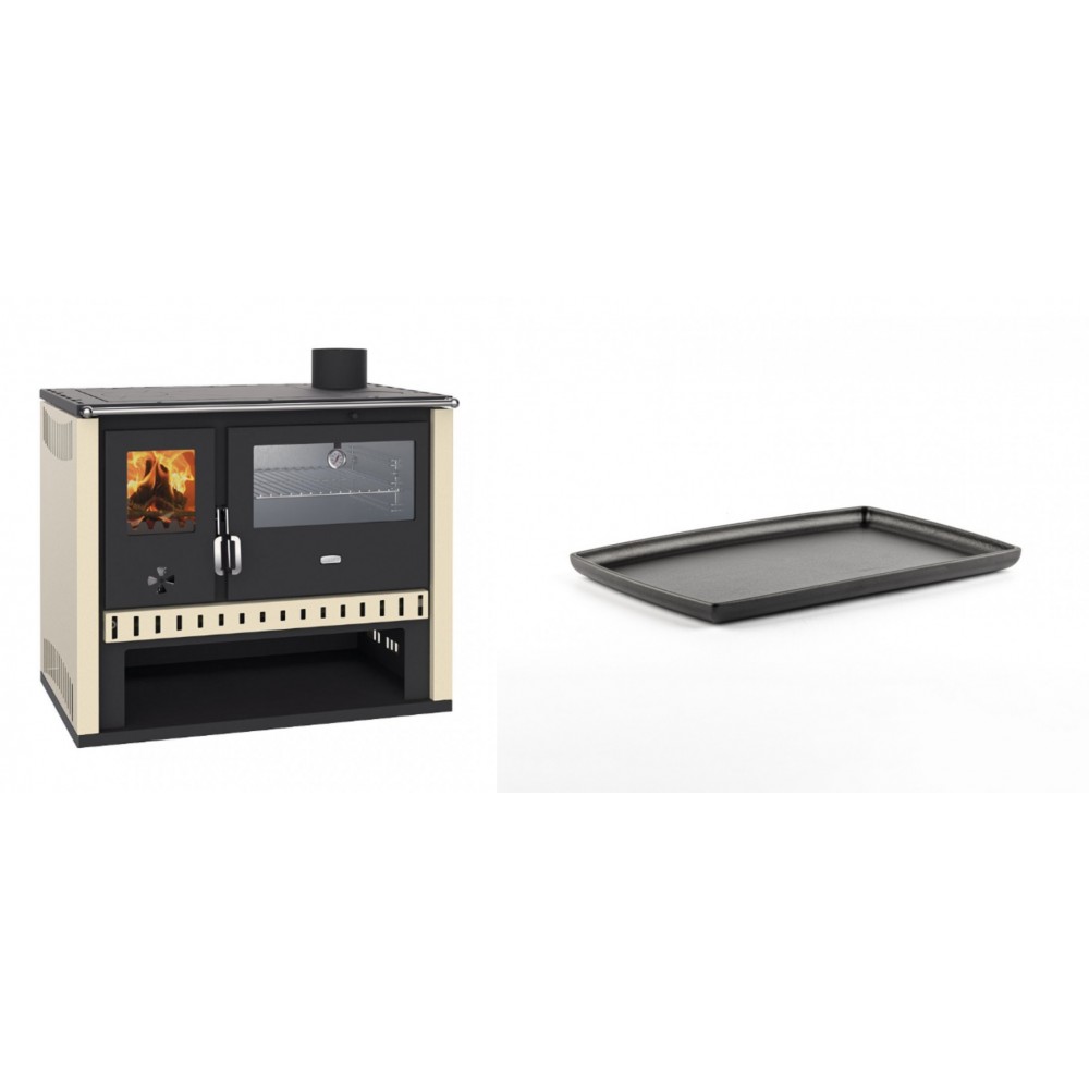 Set Küchenofen / Küchenhexe Prity GT, mit Edelstahlbackofen, Leistung 15 kW + Rechteckige Servierplatte aus Gusseisen Solagio, 21x31cm
