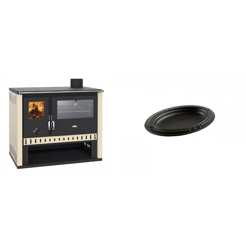 Set Küchenofen / Küchenhexe Prity GT, mit Edelstahlbackofen, Leistung 15 kW + Gusseiserne auflaufform Solagio oval, 17x28cm