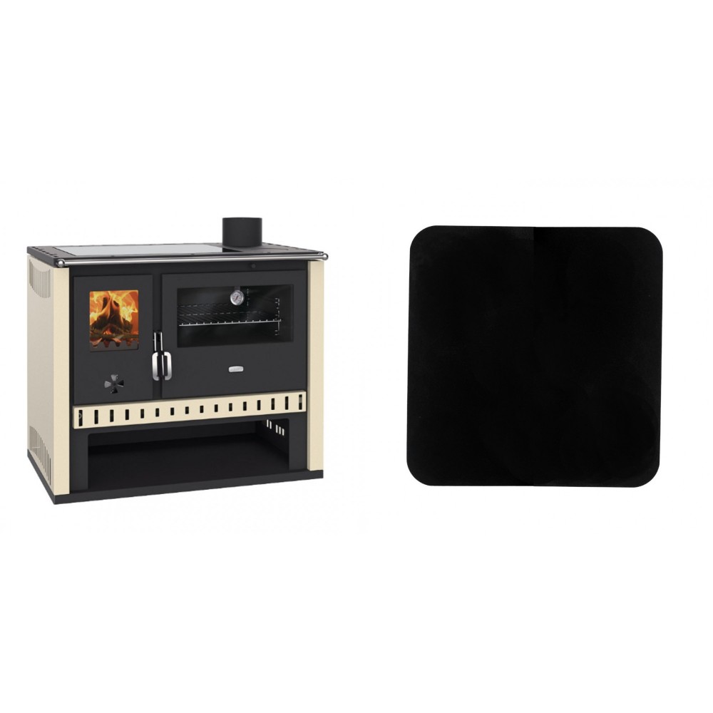 Set Küchenofen / Küchenhexe Prity GT, mit Glaskeramik-Kochfeld, Leistung 15 kW + Funkenschutzplatte Stahl 2mm, Größe 98x98cm | Kaminofen - Holzofen mit Backfach | Prity |