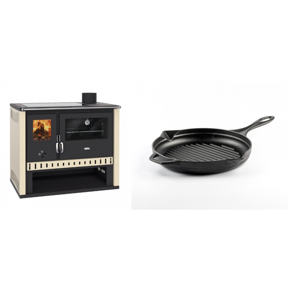Set Küchenofen / Küchenhexe Prity GT, mit Glaskeramik-Kochfeld, Leistung 15 kW + Emaillierte grillpfanne Gusseisen Solagio, Black Onyx, Ф24cm