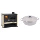Set Küchenofen / Küchenhexe Prity GT, mit Glaskeramik-Kochfeld, Leistung 15 kW + Gusseisen Topf Flach Solagio, Ivory, Ф28 | Kaminofen - Holzofen mit Backfach | Kaminofen |