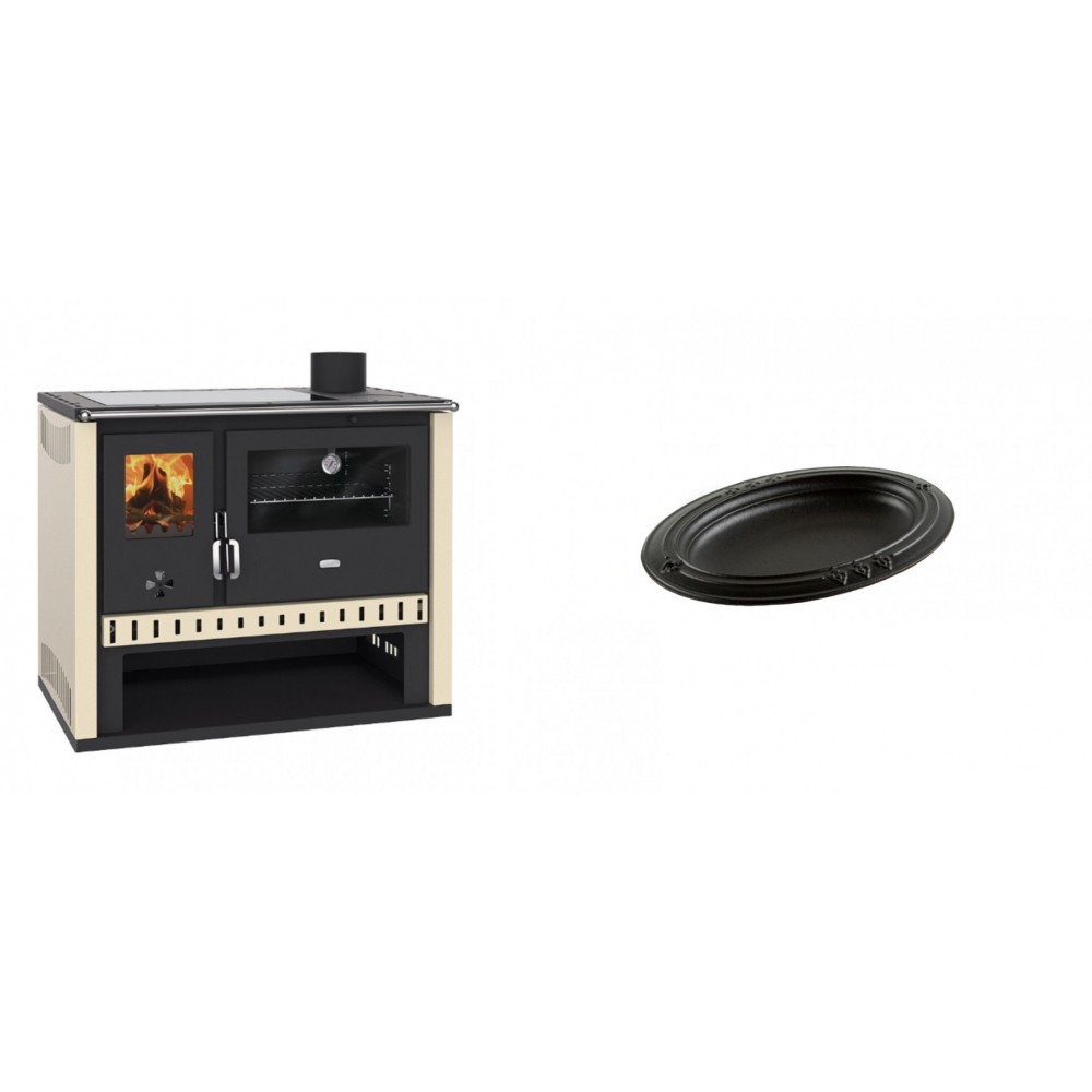 Set Küchenofen / Küchenhexe Prity GT, mit Glaskeramik-Kochfeld, Leistung 15 kW + Gusseiserne auflaufform Solagio oval, 17x28cm