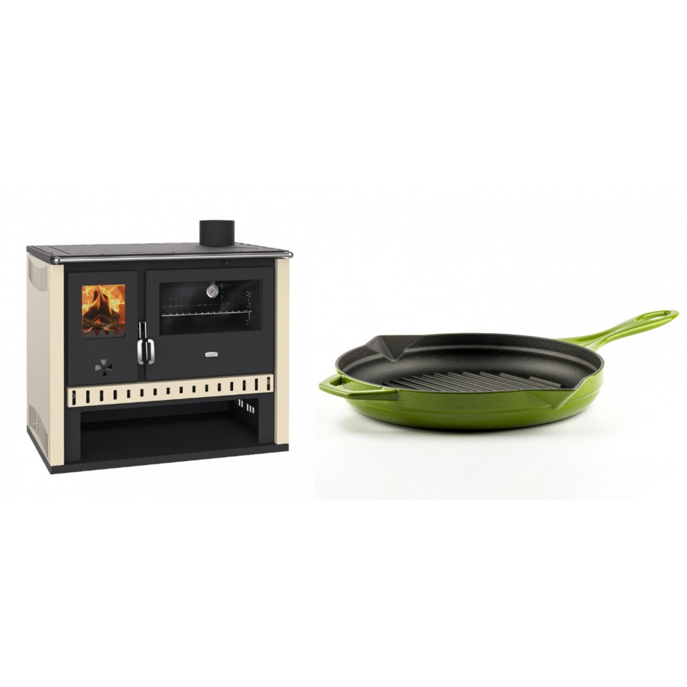 Set Küchenofen / Küchenhexe Prity GT, Leistung 15 kW + Emaillierte grillpfanne Gusseisen Solagio, Bamboo, Ф28cm