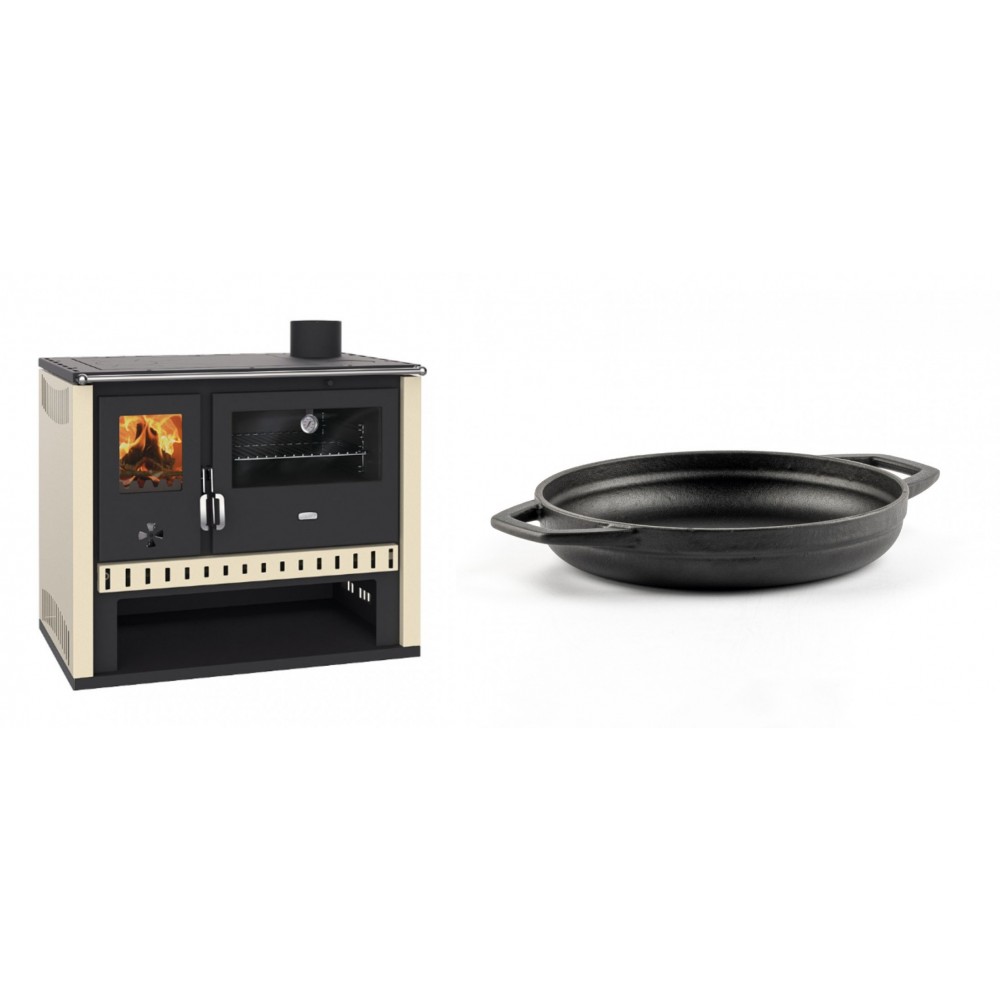 Set Küchenofen / Küchenhexe Prity GT, Leistung 15 kW + Emaillierte gusseisenpfanne mit zwei Griffen Solagio, Black Onyx, Ф19cm