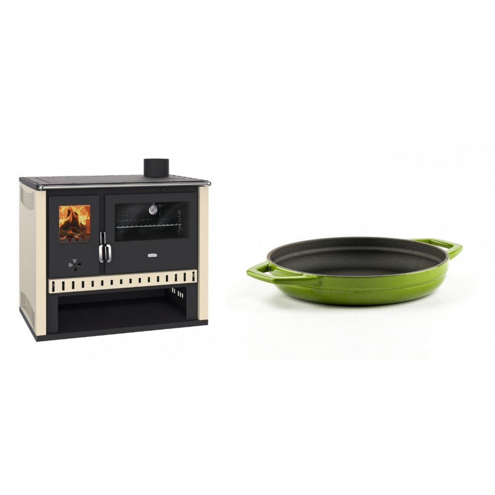 Set Küchenofen / Küchenhexe Prity GT, Leistung 15 kW + Emaillierte gusseisenpfanne mit zwei Griffen Solagio, Bamboo, Ф19cm