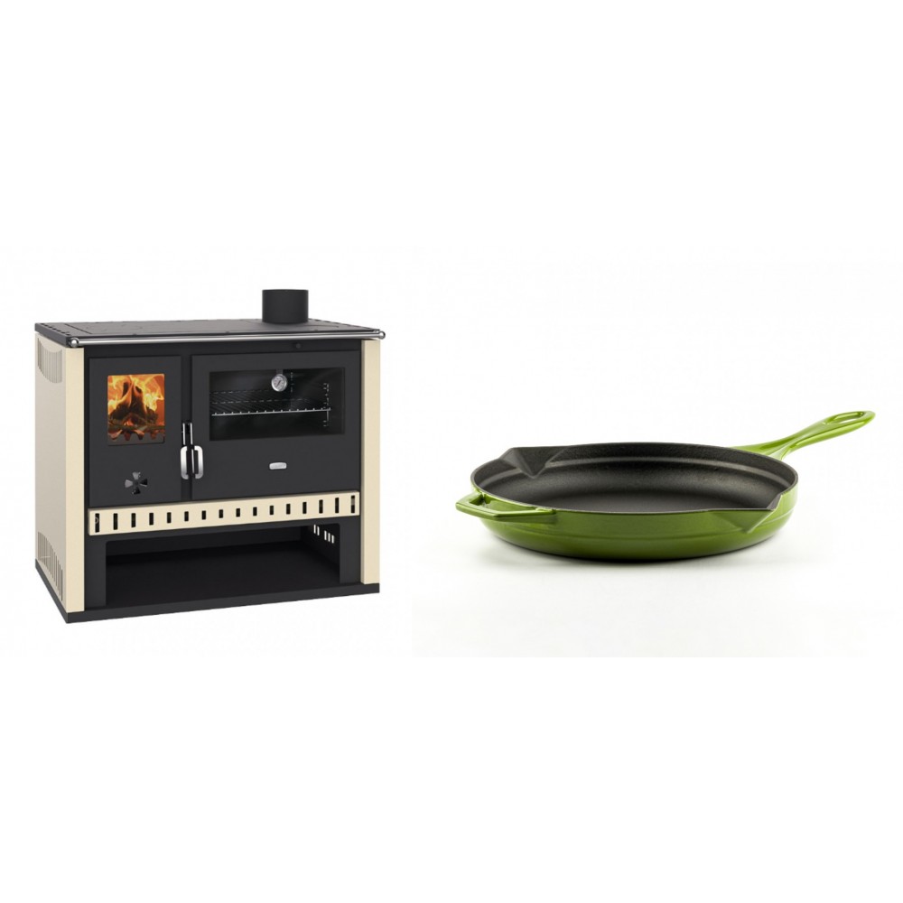 Set Küchenofen / Küchenhexe Prity GT, Leistung 15 kW + Emaillierte Gusseisenpfanne Solagio, Bamboo, Ф24cm