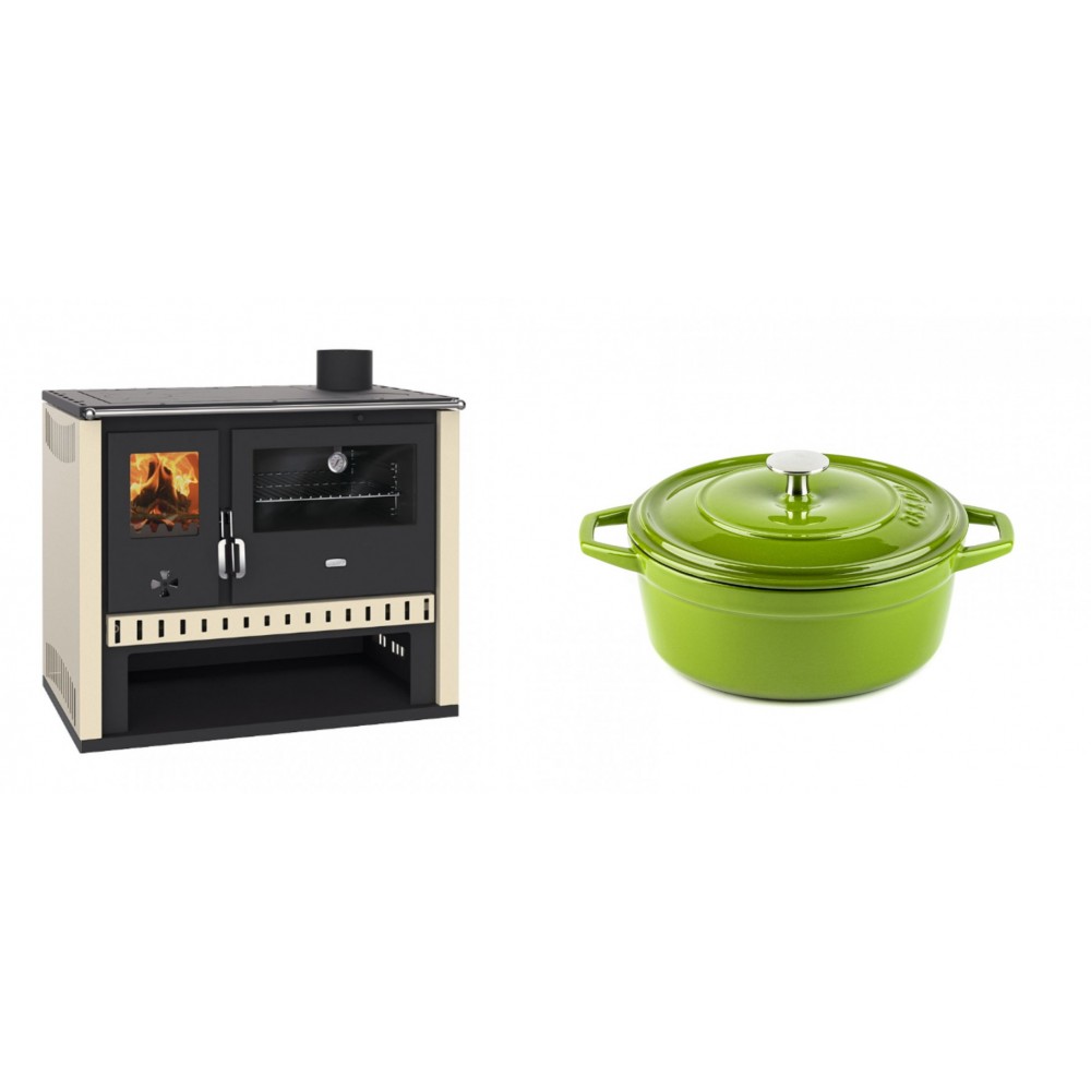 Set Küchenofen / Küchenhexe Prity GT, Leistung 15 kW + Gusseisen Topf Tiefer Solagio, Bamboo, Ф20