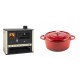 Set Küchenofen / Küchenhexe Prity GT, Leistung 15 kW + Gusseisen Topf Tiefer Solagio, Rubin, Ф24 | Kaminofen - Holzofen mit Backfach | Kaminofen |