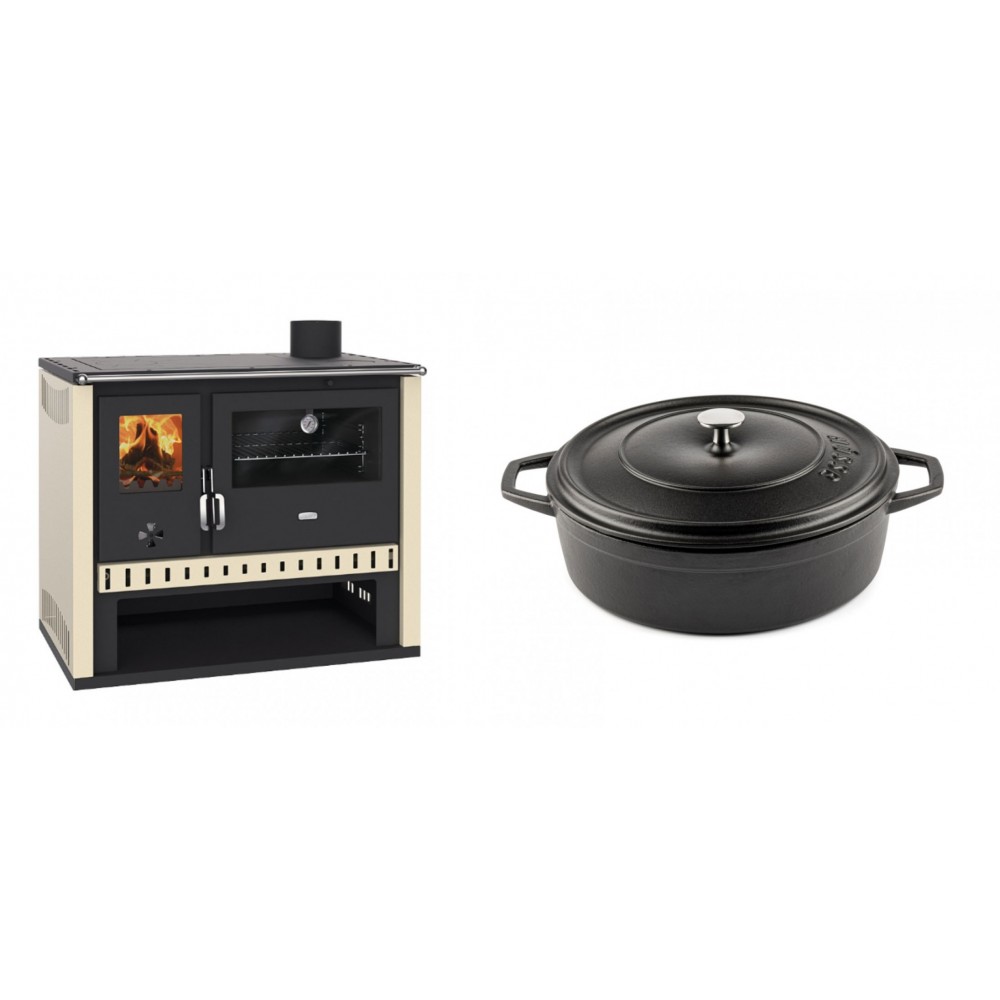 Set Küchenofen / Küchenhexe Prity GT, Leistung 15 kW + Gusseisen Topf Flach Solagio, Black Onyx, Ф26