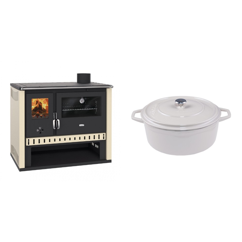 Set Küchenofen / Küchenhexe Prity GT, Leistung 15 kW + Gusseisen Topf Tiefer Solagio, Ivory, Ф24