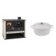 Set Küchenofen / Küchenhexe Prity GT, Leistung 15 kW + Gusseisen Topf Tiefer Solagio, Ivory, Ф24 | Kaminofen - Holzofen mit Backfach | Kaminofen |