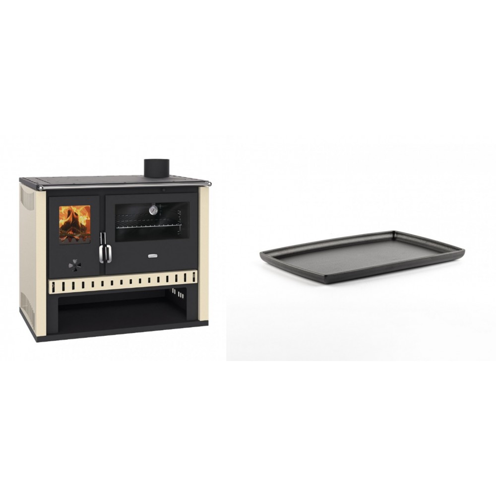 Set Küchenofen / Küchenhexe Prity GT, Leistung 15 kW + Rechteckige Servierplatte aus Gusseisen Solagio, 21x31cm