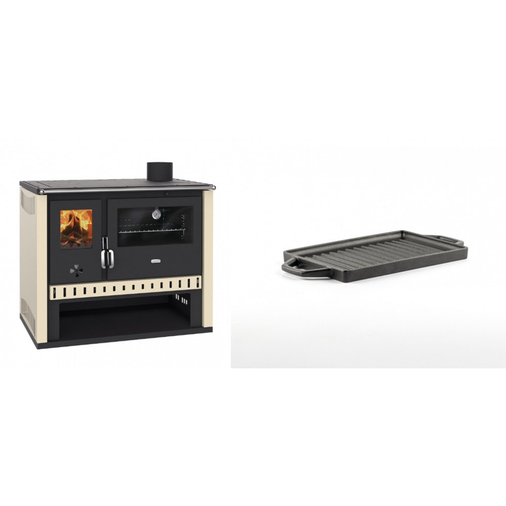 Set Küchenofen / Küchenhexe Prity GT, Leistung 15 kW + Mini-Grillplatte aus Gusseisen Solagio, 15.5x22.5cm