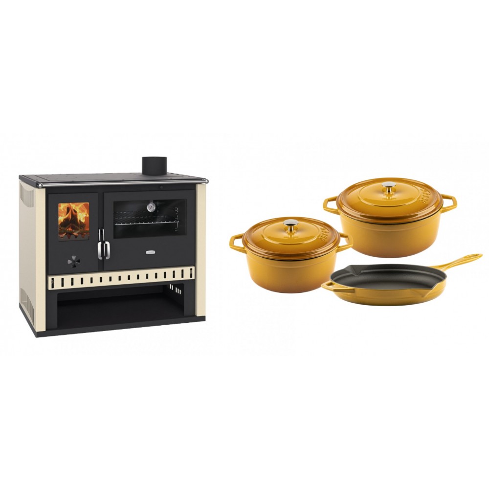 Set Küchenofen / Küchenhexe Prity GT, Leistung 15 kW + Gusseisen Topf Set aus 3 teilen Solagio, Dijon