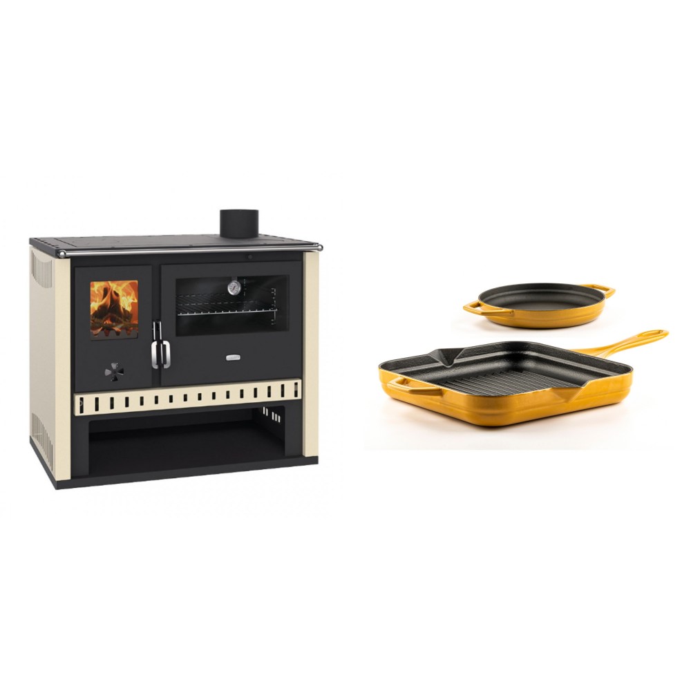 Set Küchenofen / Küchenhexe Prity GT, Leistung 15 kW + Gusseisen Topf Set aus 2 teilen Solagio, Dijon