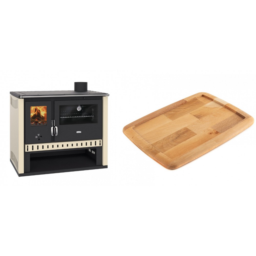 Set Küchenofen / Küchenhexe Prity GT, Leistung 15 kW + Holz untersetzer für gusseisenplatte Solagio HSST2131 | Kaminofen - Holzofen mit Backfach | Kaminofen |
