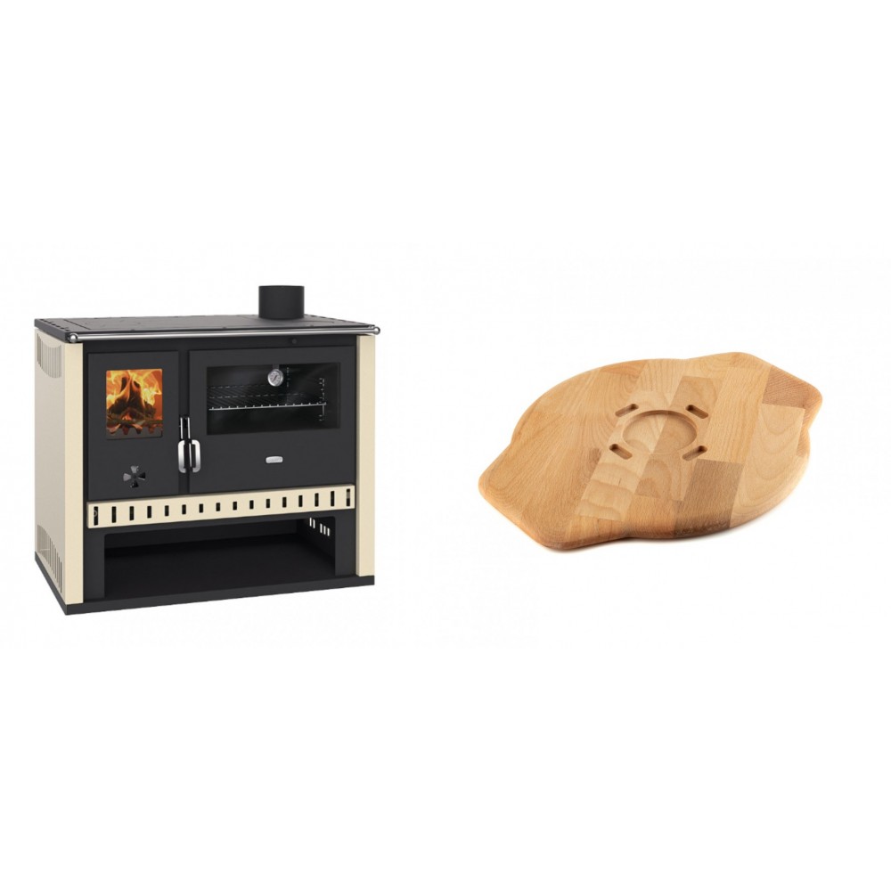 Set Küchenofen / Küchenhexe Prity GT, Leistung 15 kW + Holz untersetzer für Gusseisenplatte Solagio HSYSAK28 | Kaminofen - Holzofen mit Backfach | Kaminofen |
