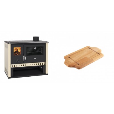 Set Küchenofen / Küchenhexe Prity GT, Leistung 15 kW + Holz untersetzer für mini-gusseisenplatte Solagio HSDDHP1522 - Kaminofen - Holzofen mit Backfach