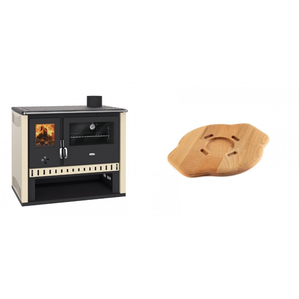 Set Küchenofen / Küchenhexe Prity GT, Leistung 15 kW + Holz untersetzer für gusseisenplatte Solagio HSYSAK20