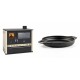 Set Küchenofen / Küchenhexe Wasserführend Prity GT W10 Elfenbein, mit Edelstahl-Backofen, Stahlhobel und Schublade, 13.3 kW + Emaillierte gusseisenpfanne mit zwei Griffen Solagio, Black Onyx, Ф22cm | Kaminofen - Holzofen mit Backfach | Kaminofen |