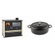 Set Küchenofen / Küchenhexe Wasserführend Prity GT W10 Elfenbein, mit Edelstahl-Backofen, Stahlhobel und Schublade, 13.3 kW + Gusseisen Topf Flach Solagio, Black Onyx, Ф26 | Kaminofen - Holzofen mit Backfach | Kaminofen |