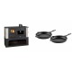 Set Küchenofen / Küchenhexe mit Backofen und Kochplatte Prity, Modell 1P34-K Alba Rechts, Keramikverkleidung, Leistung 10.1kW + Gusseisen Topf Set aus 2 teilen Solagio, Black Onyx | Kaminofen - Holzofen mit Backfach | Kaminofen |