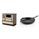 Set Küchenofen Alfa Plam Dominant 90H Light Mocha, 6.5kW + Emaillierte grillpfanne Gusseisen Solagio, Black Onyx, Ф28cm | Kaminofen - Holzofen mit Backfach | Kaminofen |