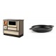 Set Küchenofen Alfa Plam Dominant 90H Light Mocha, 6.5kW + Emaillierte gusseisenpfanne mit zwei Griffen Solagio, Black Onyx, Ф22cm | Kaminofen - Holzofen mit Backfach | Kaminofen |