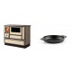 Set Küchenofen Alfa Plam Dominant 90H Light Mocha, 6.5kW + Emaillierte gusseisenpfanne mit zwei Griffen Solagio, Black Onyx, Ф16cm | Kaminofen - Holzofen mit Backfach | Kaminofen |