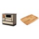 Set Küchenofen Alfa Plam Dominant 90H Light Mocha, 6.5kW + Holz untersetzer für gusseisenplatte Solagio HSST2131 | Kaminofen - Holzofen mit Backfach | Kaminofen |