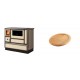 Set Küchenofen Alfa Plam Dominant 90H Light Mocha, 6.5kW + Holz untersetzer für ovale gusseisenpfanne Solagio HSFT1825 | Kaminofen - Holzofen mit Backfach | Kaminofen |