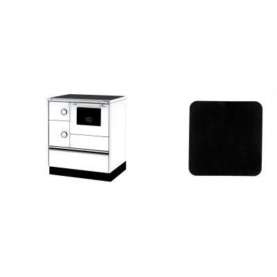 Set Küchenofen Alfa Plam Alfa 70 ET, 12.7kW + Funkenschutzplatte Stahl 2mm, Größe 98x98cm - Kaminofen - Holzofen mit Backfach