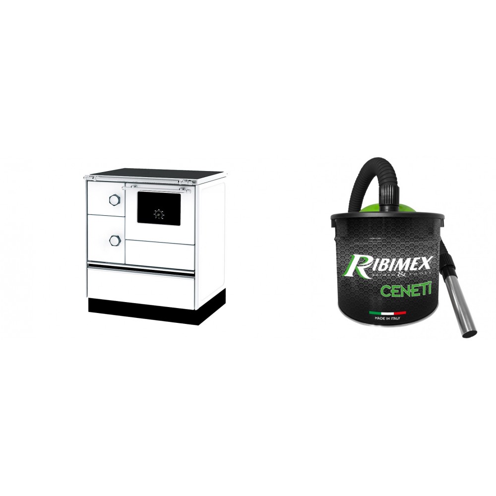 Set Küchenofen Alfa Plam Alfa 70 ET, 12.7kW + Elektrischer Aschesauger Ribimex, Modell Cenetì, Fassungsvermögen 15 L | Kaminofen - Holzofen mit Backfach | Kaminofen |