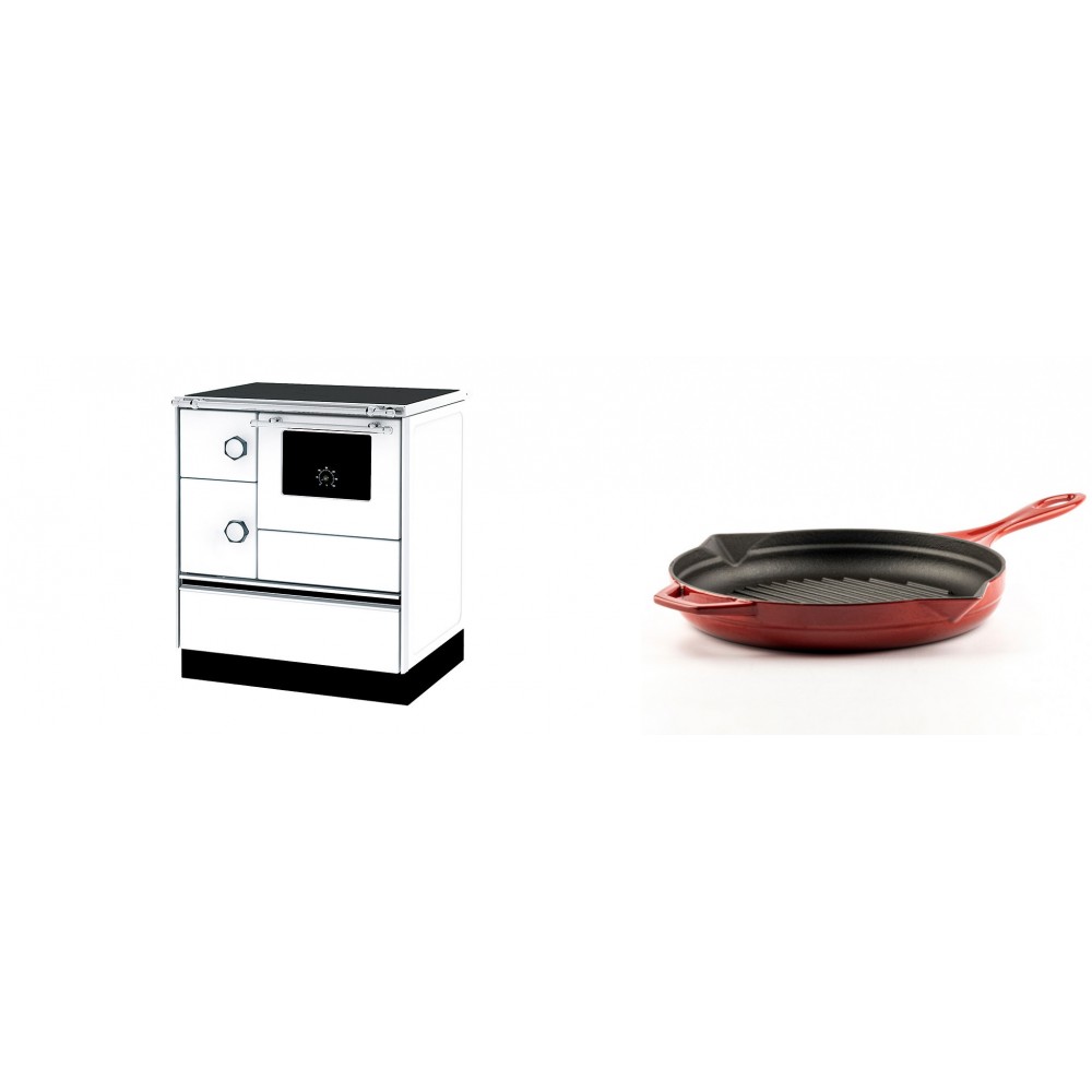 Set Küchenofen Alfa Plam Alfa 70 ET, 12.7kW + Emaillierte grillpfanne Gusseisen Solagio, Rubin, Ф28cm