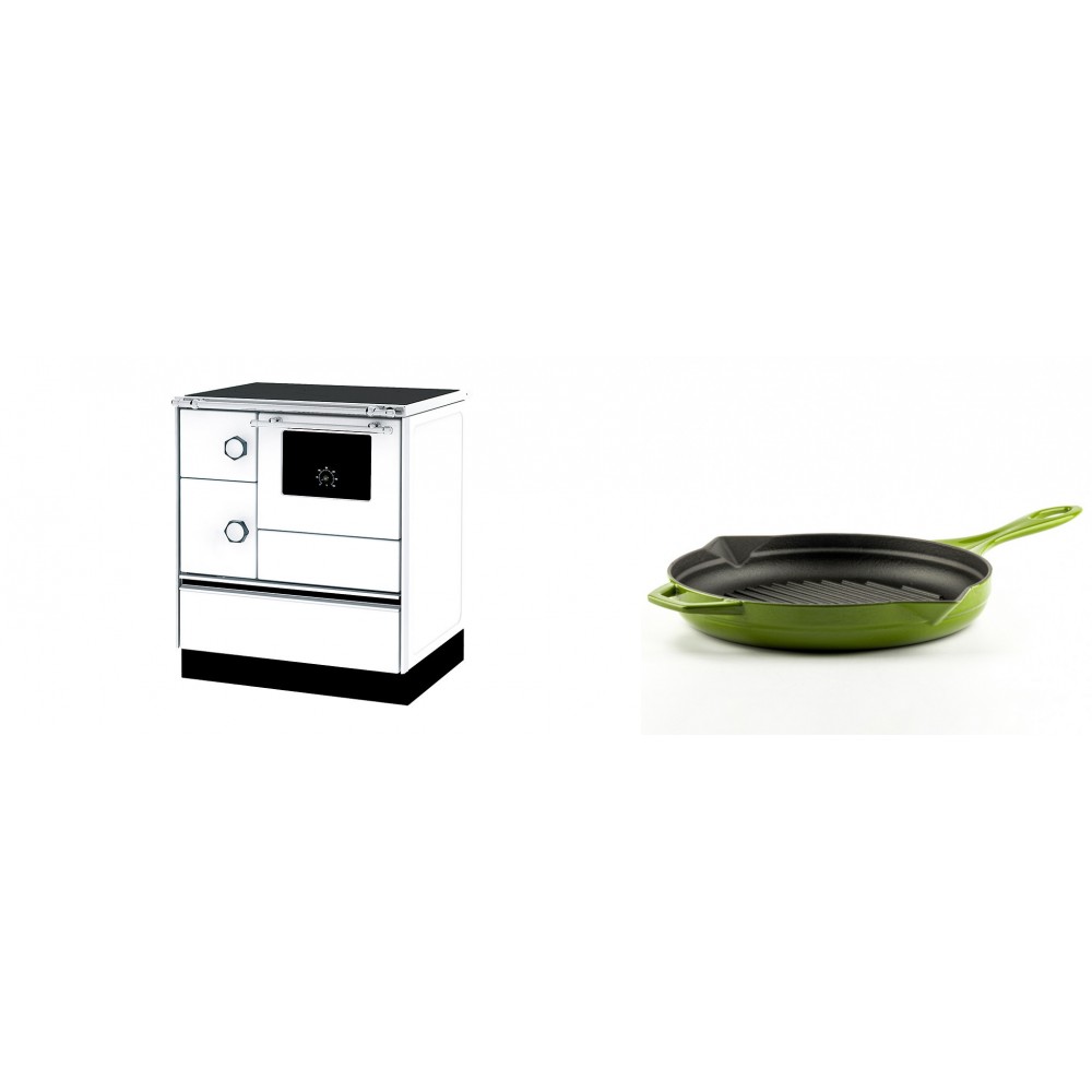 Set Küchenofen Alfa Plam Alfa 70 ET, 12.7kW + Emaillierte grillpfanne Gusseisen Solagio, Bamboo, Ф28cm