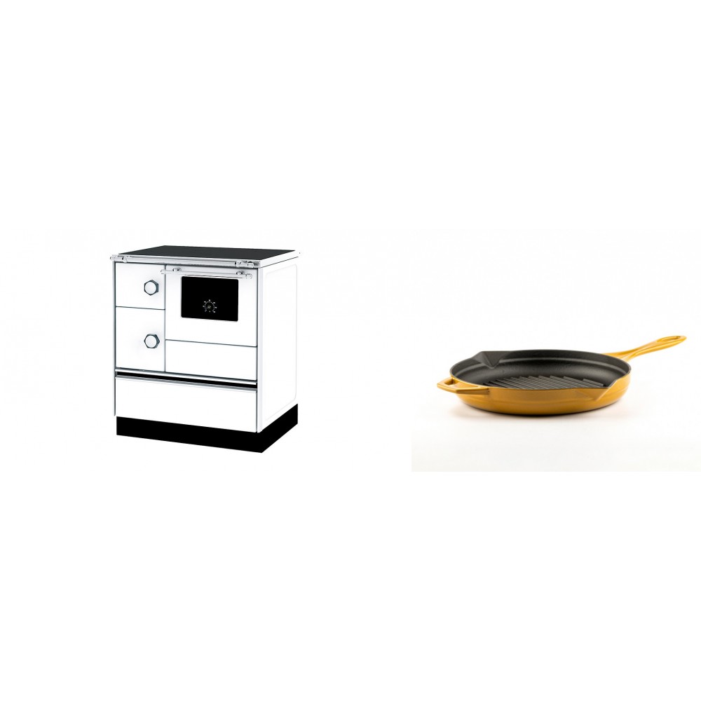 Set Küchenofen Alfa Plam Alfa 70 ET, 12.7kW + Emaillierte grillpfanne Gusseisen Solagio, Dijon, Ф24cm | Kaminofen - Holzofen mit Backfach | Kaminofen |