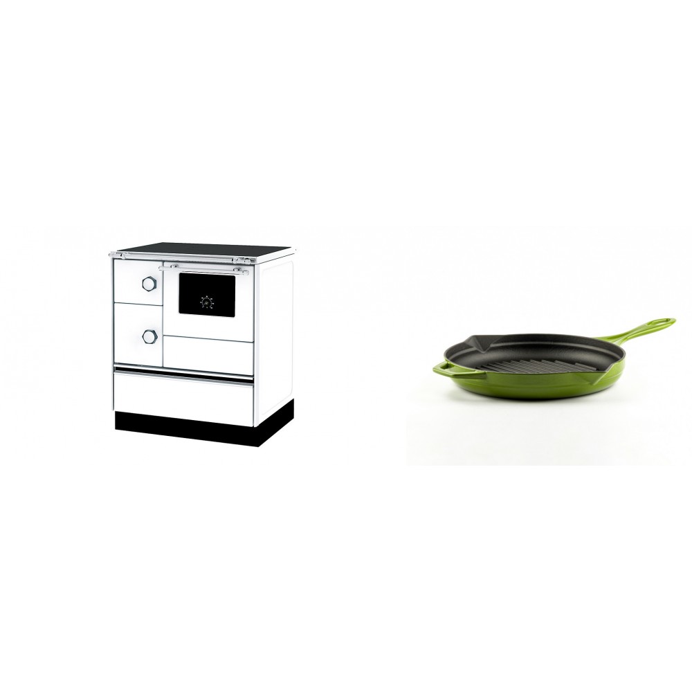 Set Küchenofen Alfa Plam Alfa 70 ET, 12.7kW + Emaillierte grillpfanne Gusseisen Solagio, Bamboo, Ф24cm | Kaminofen - Holzofen mit Backfach | Kaminofen |