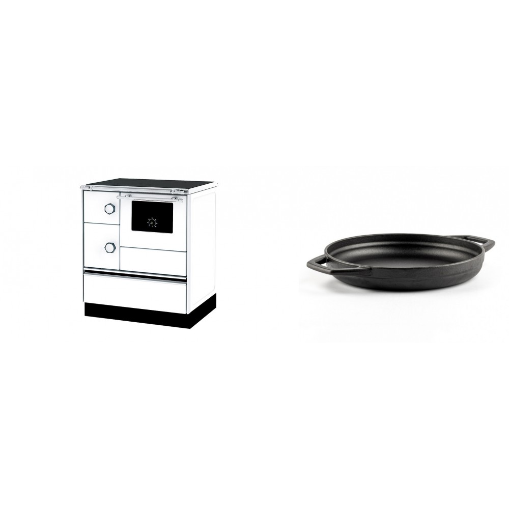 Set Küchenofen Alfa Plam Alfa 70 ET, 12.7kW + Emaillierte gusseisenpfanne mit zwei Griffen Solagio, Black Onyx, Ф22cm