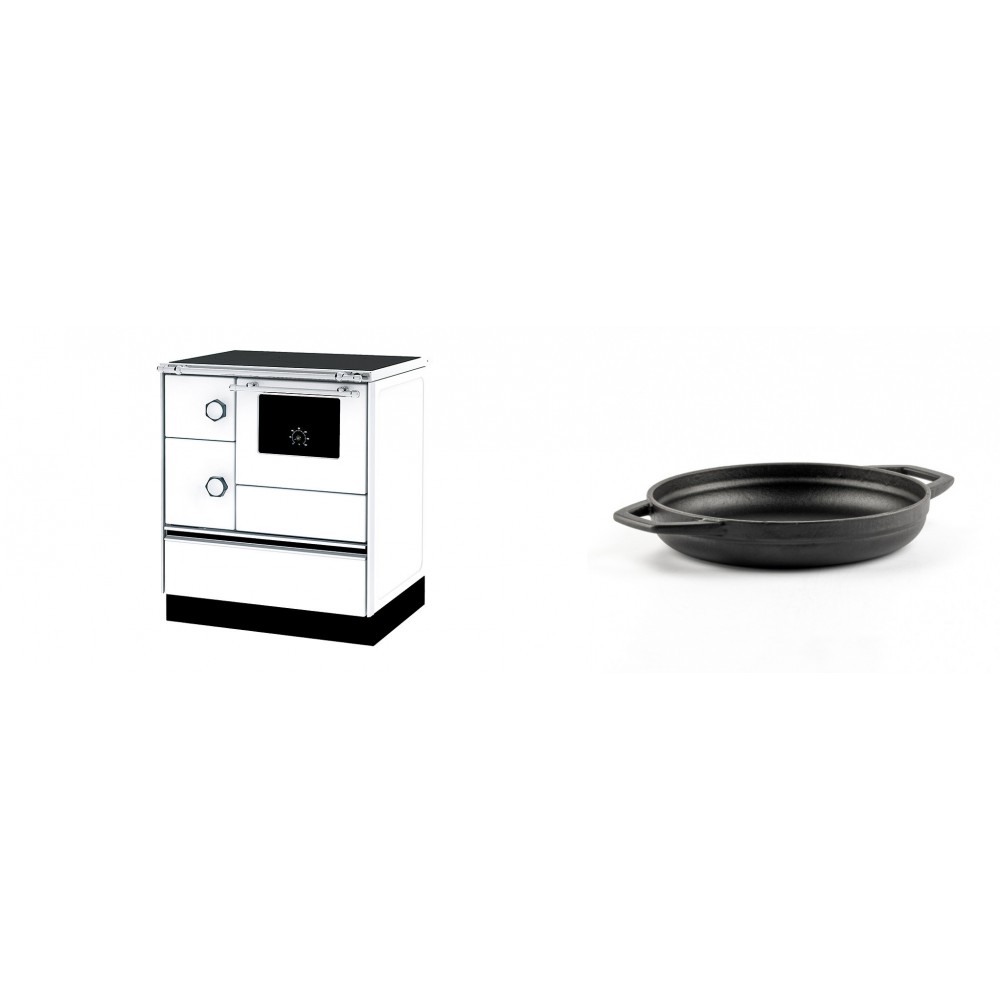 Set Küchenofen Alfa Plam Alfa 70 ET, 12.7kW + Emaillierte gusseisenpfanne mit zwei Griffen Solagio, Black Onyx, Ф19cm