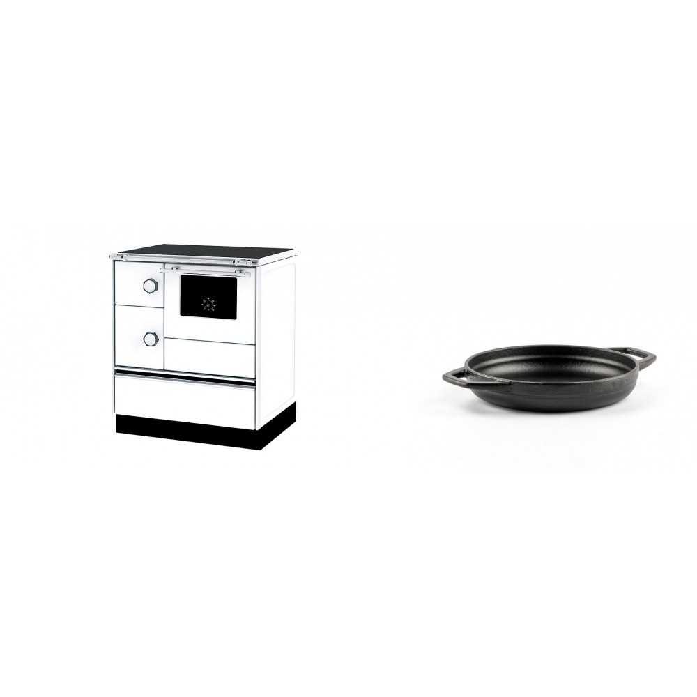 Set Küchenofen Alfa Plam Alfa 70 ET, 12.7kW + Emaillierte gusseisenpfanne mit zwei Griffen Solagio, Black Onyx, Ф16cm