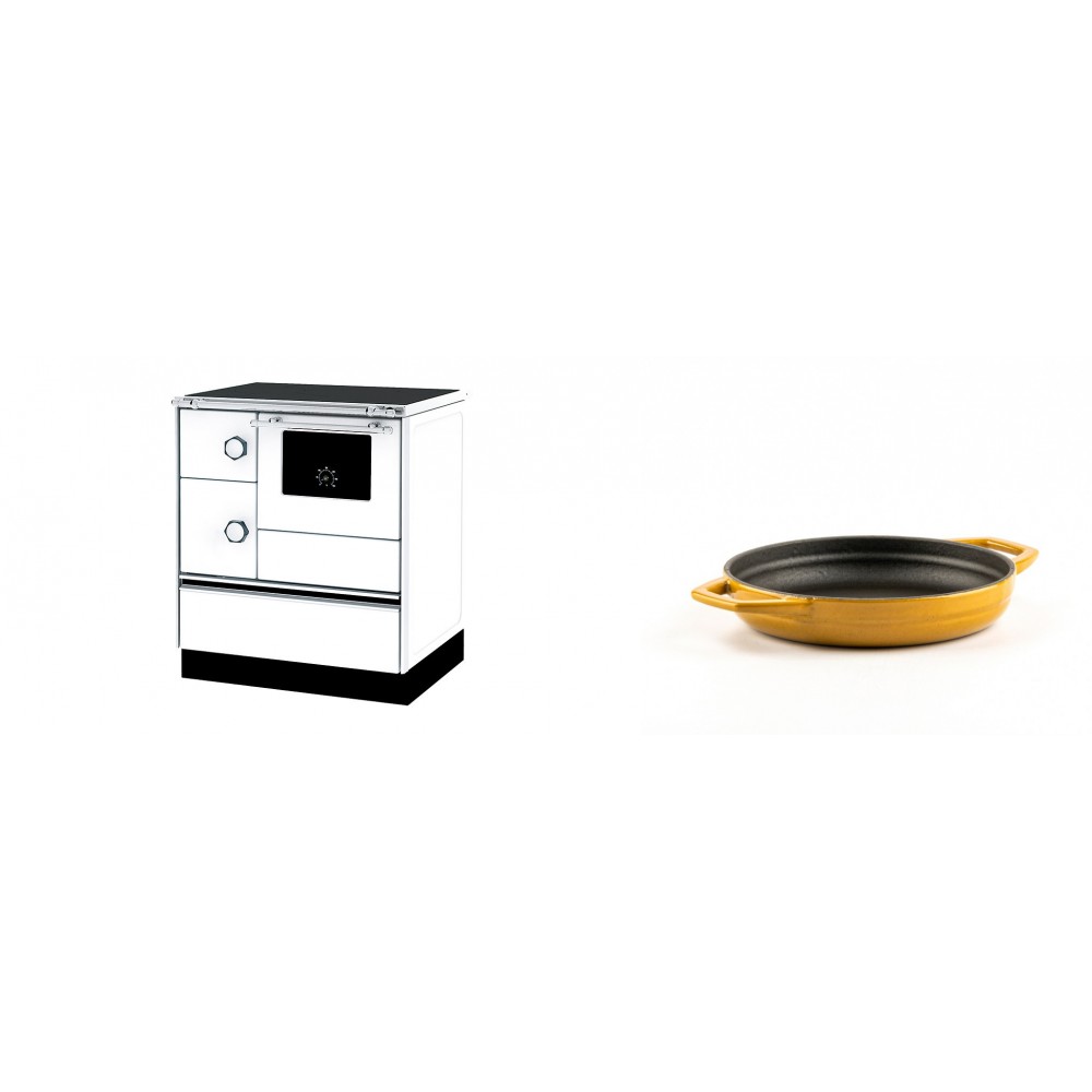 Set Küchenofen Alfa Plam Alfa 70 ET, 12.7kW + Emaillierte gusseisenpfanne mit zwei Griffen Solagio, Dijon, Ф16cm