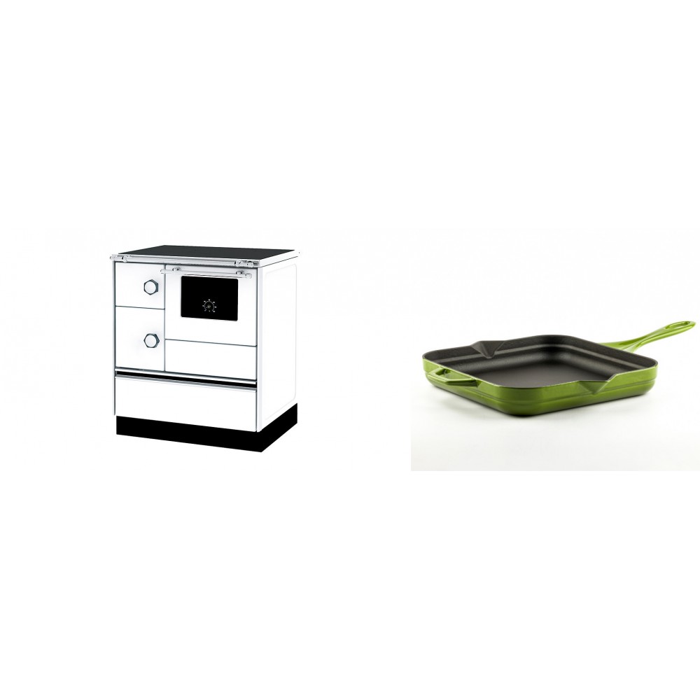 Set Küchenofen Alfa Plam Alfa 70 ET, 12.7kW + Emaillierte Gusseisenpfanne Solagio, Bamboo, 28x28cm