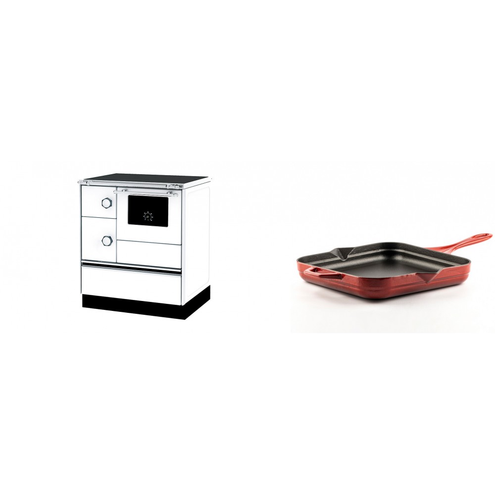 Set Küchenofen Alfa Plam Alfa 70 ET, 12.7kW + Emaillierte Gusseisenpfanne Solagio, Rubin, 28x28cm