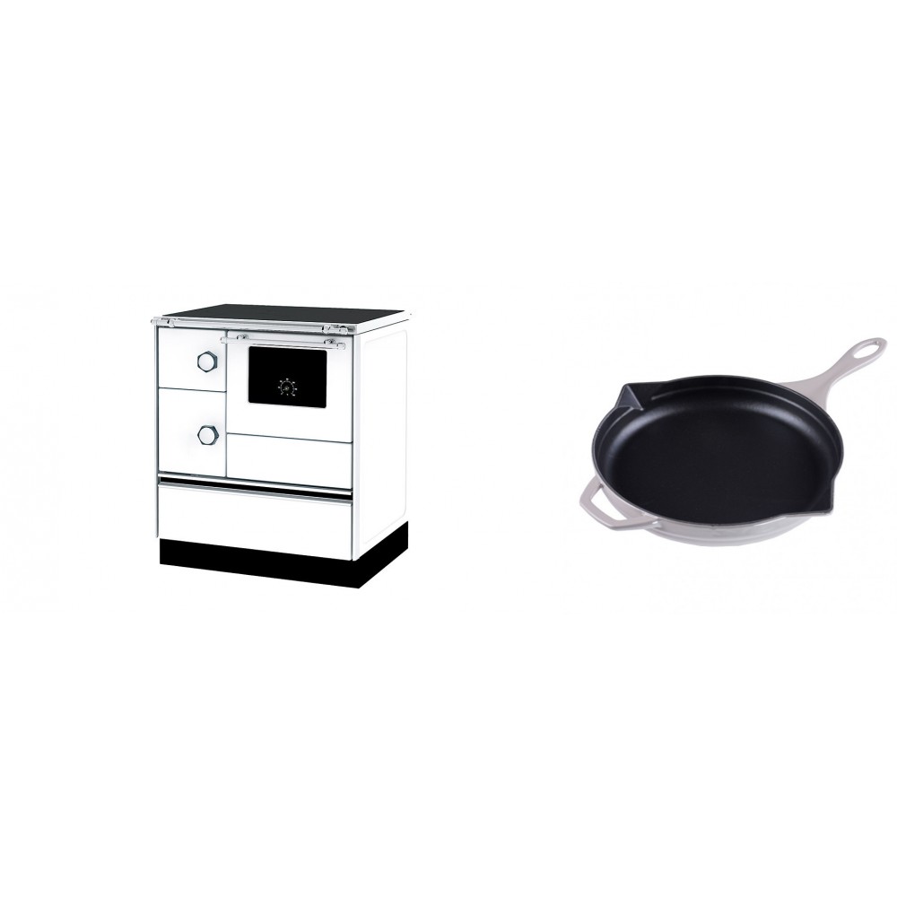 Set Küchenofen Alfa Plam Alfa 70 ET, 12.7kW + Emaillierte Gusseisenpfanne Solagio, Ivory, Ф28cm